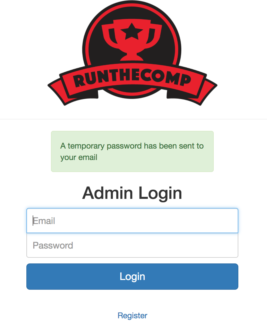 Admin temporary password